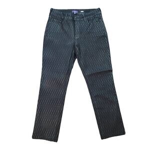 NYDJ Skinny Jeans Black Metallic Textured Print Size 8P Petite